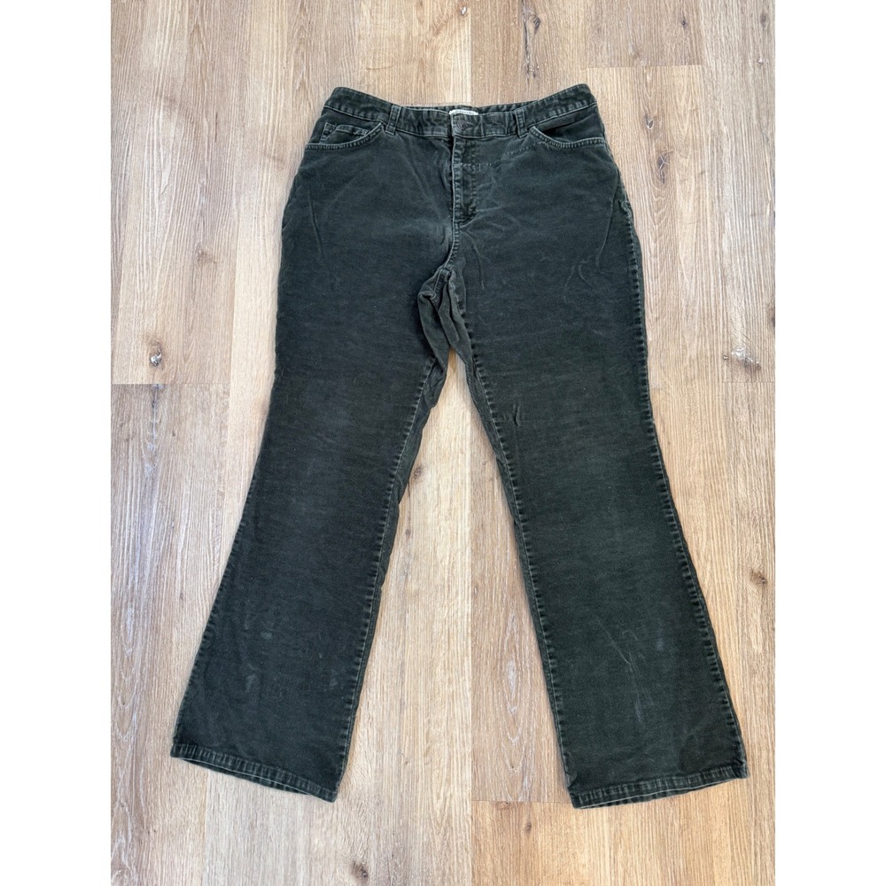 VTG St. John's Bay Minimalist Preppy Corduroy Pants Women 14 Green Straight Leg